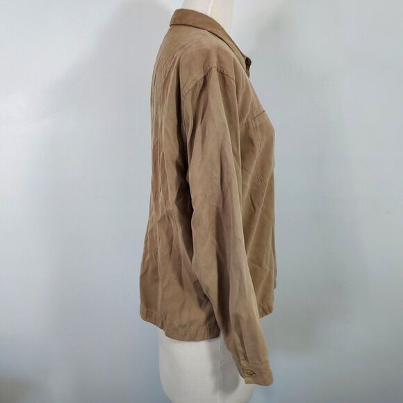 Northern Reflections Shirt Top Faux Suede Womens Size Large Soft Hidden Buttons - Picture 5 of 11